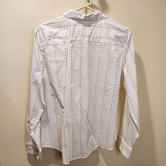 Liz Clairbone white and black Polka Dot long Sleeves plus size cotton blouse 16 - Picture 9 of 11